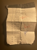 Alex's setlist, signed by Alex, Dino, and Julian, Franz Ferdinand / Matthew Dear (DJ Set) on Aug 19, 2022 [024-small]