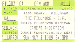 Ticket Stub, price was $10, tags: Ticket - Jane's Addiction / Caterwaul / Sextants on May 7, 1989 [456-small]
