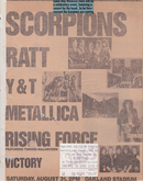 Metallica / Scorpions / Ratt / Y&T / Victory / The Rising Force on Aug 31, 1985 [869-small]