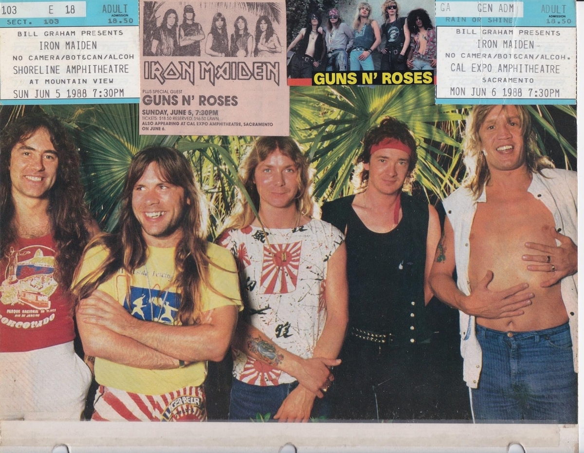 Jun 05, 1988 Iron Maiden / Guns N' Roses at Shoreline Amphitheatre San