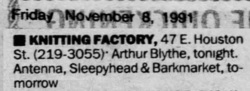 Barkmarket / Sleepyhead / Antenna on Nov 9, 1991 [902-small]