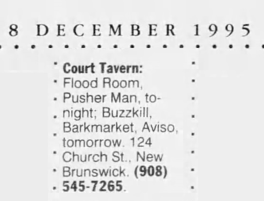 Concert History of Court Tavern New Brunswick New Jersey United