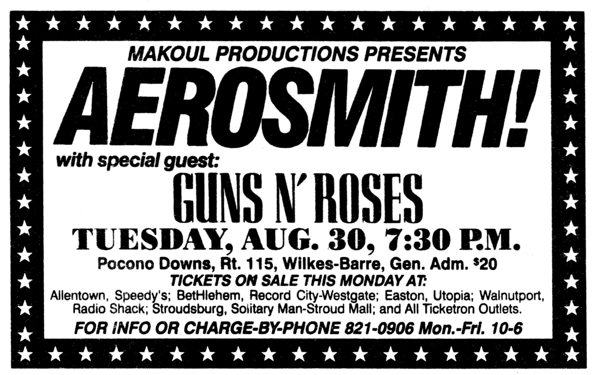 Guns N' Roses's 1988 Concert & Tour History Concert Archives