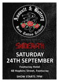 Flyer, Assault & Battery: Rose Tattoo Tribute / Snideroth on Sep 24, 2022 [882-small]