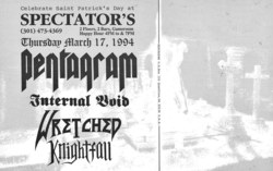 Promotional post card, Wretched / Internal Void / Pentagram on Mar 17, 1994 [577-small]
