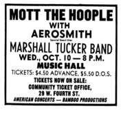 Mott the Hoople / Aerosmith / The Marshall Tucker Band on Oct 10, 1973 [139-small]