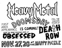 Flyer design: Joe Hasselvander, Death Row / The Obsessed on Nov 27, 1981 [823-small]