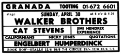 The Walker Brothers / Engelbert Humperdinck / Yusuf / Cat Stevens / Jimi Hendrix on Apr 30, 1967 [899-small]