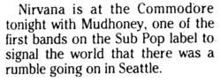 Nirvana / Mudhoney on Oct 30, 1991 [650-small]