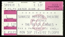 tags: The Black Crowes, Ticket, Sunrise Musical Theatre - The Black Crowes / Government Mule on Sep 28, 1992 [740-small]