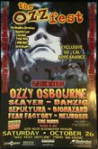 tags: Ozzy Osbourne, Slayer, Danzig, Sepultura, Neurosis, San Bernardino, California, United States, Gig Poster, Glen Helen Blockbuster Pavilion - Ozz Fest 1996 ( First Ever) on Oct 26, 1996 [916-small]