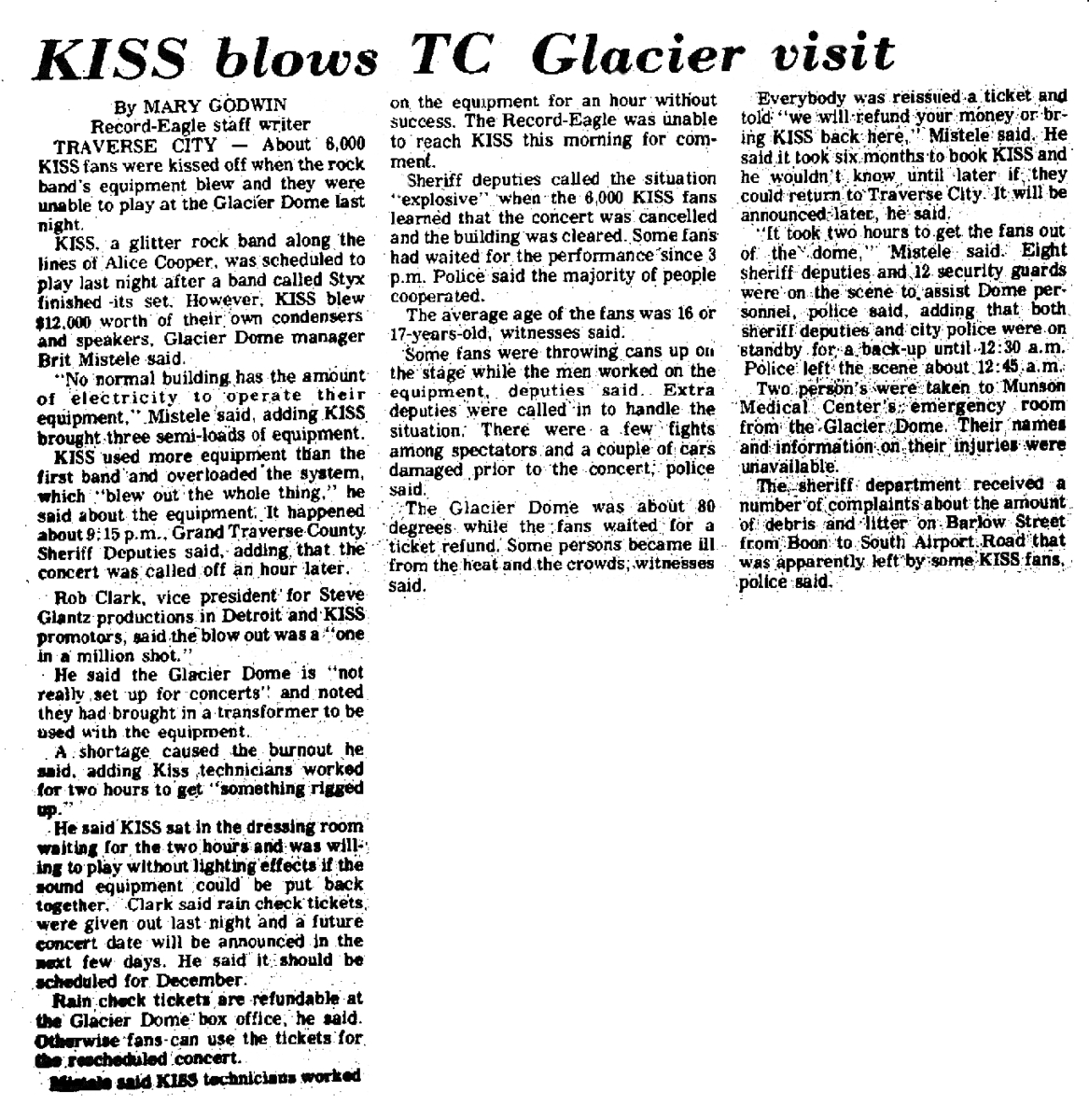 Concert History of Glacier Dome Traverse City, Michigan, United States