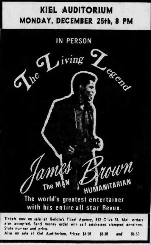 Dec 25, 1972 James Brown at Kiel Auditorium St. Louis, Missouri