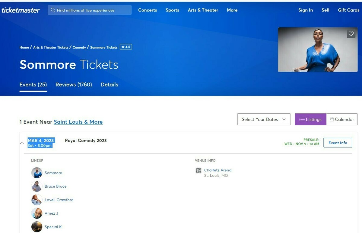Sommore Concert & Tour History (Updated for 2024) Concert Archives