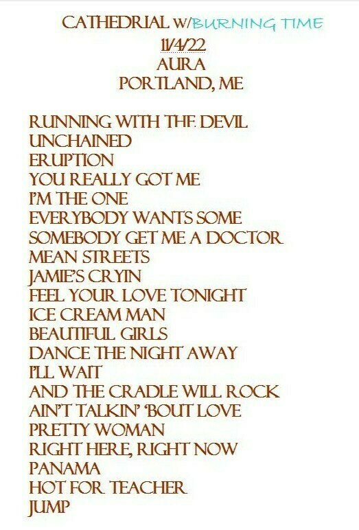 Burning Time Concert & Tour History Concert Archives