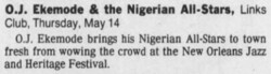 O. J. Ekemode and the Nigerian All-Stars on May 14, 1987 [225-small]