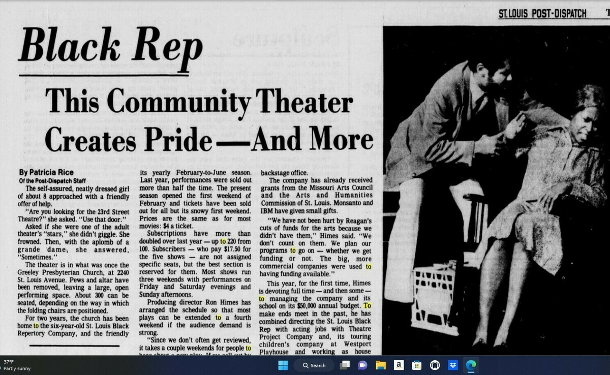 May 07, 1982 St Louis Black Repertory Company presents Tambourines to