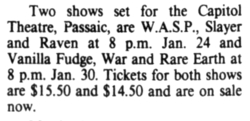 W.A.S.P. / Slayer / Raven on Jan 24, 1987 [272-small]