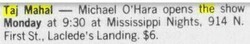  Mississippi Nights presents Taj Mahal w/Michael O'Hara on Nov 20, 1978 [638-small]