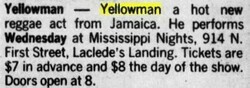 Yellowman / Sagittarius Band / Planet Urth on Sep 30, 1983 [917-small]
