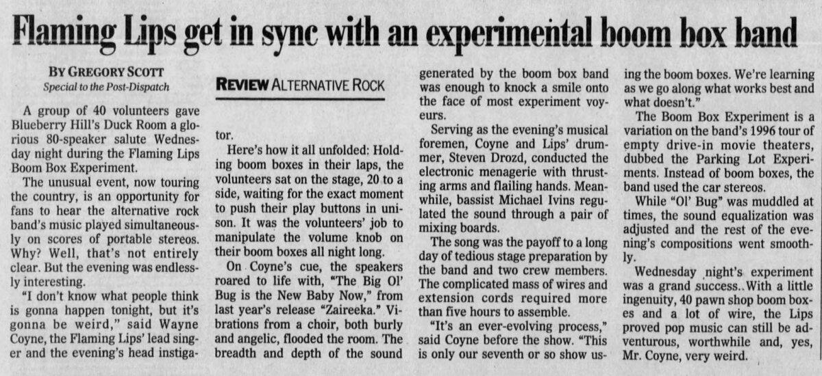 The Flaming Lips Boombox Experiment Concert & Tour History Concert