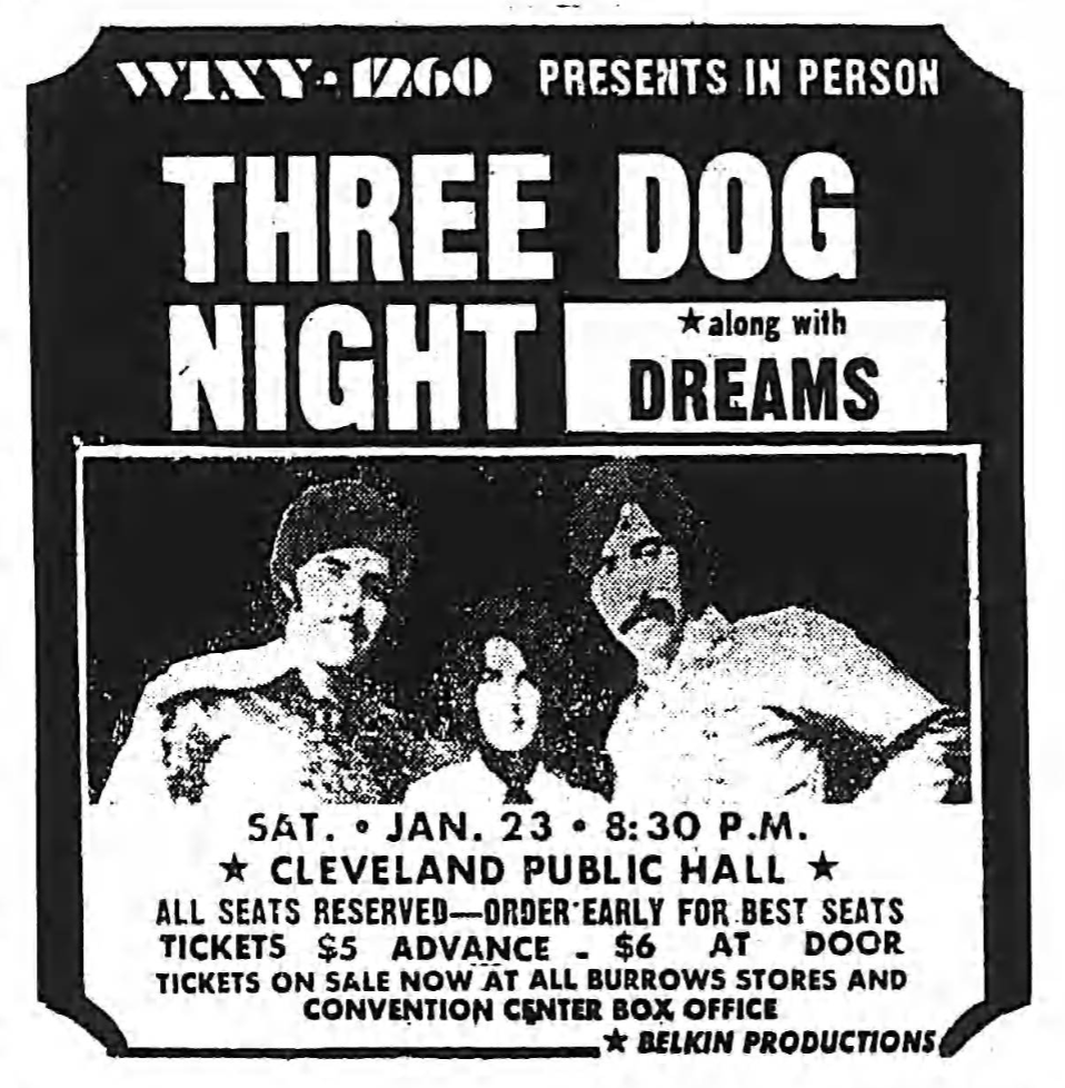 Three Dog Night's 1971 Concert & Tour History Concert Archives