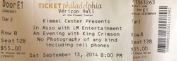 tags: King Crimson, Philadelphia, Pennsylvania, United States, Ticket, Verizon Hall at Kimmel Center - King Crimson on Sep 13, 2014 [420-small]