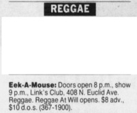 Eek-A-Mouse / Raggae at Will on Jun 24, 1992 [944-small]