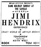 Jimi Hendrix / Crazy World of Arthur Brown / Tomorrow on Aug 27, 1967 [194-small]