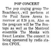 The Beach Boys / The Box Tops / The Monks on Aug 3, 1968 [700-small]