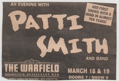 tags: Patti Smith, San Francisco, California, United States, Advertisement, The Warfield - Patti Smith on Mar 18, 1996 [955-small]