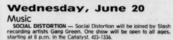 tags: Social Distortion, Gang Green, Santa Cruz, California, United States, Article, The Catalyst - Social Distortion / Gang Green on Jun 20, 1990 [225-small]