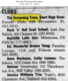 SF Examiner Club Listing For Tuesday Sept 13 1988, Screaming Trees / Short Dogs Grow on Sep 13, 1988 [473-small]