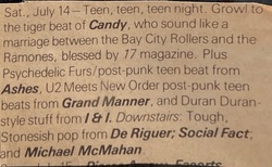 Candy / Ashes / DeRigeur / Grand Manner / I&I / Social Fact / Michael McMahan on Jul 14, 1984 [262-small]