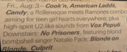 Candy / American Ladds / Vox Populi / Cook'n / No Prisoners / Blonde On Blonde / Culprit on Aug 3, 1984 [285-small]