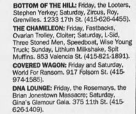 SF Club Listing Excerpt For January 1993 , tags: The Fastbacks, Ovarian Trolley, Cloiter, San Francisco, California, United States, Advertisement, The Chameleon - The Fastbacks / Ovarian Trolley / Cloiter on Jan 29, 1993 [864-small]