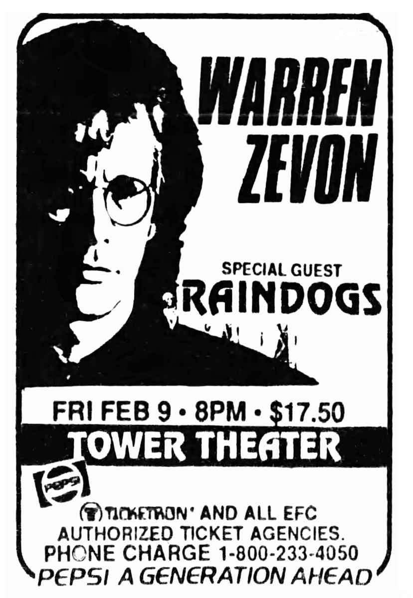 Warren Zevon Concert & Tour History Concert Archives