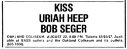 KISS / Uriah Heep / Bob Seger & The Silver Bullet Band on Aug 22, 1976 [342-small]