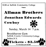 Allman Brothers Band / Jonathan Edwards / Cowboy on Mar 14, 1971 [301-small]