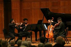 Dr. Amyr Joyner, Justus Ross, Thapelo Masita & Edward W. Hardy (Griot String Quartet, 2023), tags: Justus Ross, Griot String Quartet, Amyr Joyner, Thapelo Masita, Edward W. Hardy, Hesston, Kansas, United States, Crowd, Stage Design, Hesston Mennonite Church - Our Song, Our Story – the New Generation of Black Voices on Feb 6, 2023 [017-small]