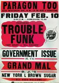 tags: Trouble Funk, Government Issue, Grand Mal, Washington, D.C., United States, Gig Poster, Paragon II - Trouble Funk / Government Issue / Grand Mal on Feb 10, 1984 [210-small]