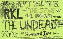 Rich Kids On LSD / MDC (Millions Of Dead Cops) / The Undead / Government Issue on Sep 25, 1988 [218-small]