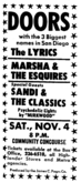 The Doors / The Lyrics / Marsha & The Esquires / Sandi & The Classics on Nov 4, 1967 [707-small]