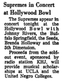 Buffalo Springfield / Seeds, The / Supremes, The / Johnnie Rivers / Fifth Dimension / Brenda Holloway on Apr 29, 1967 [992-small]