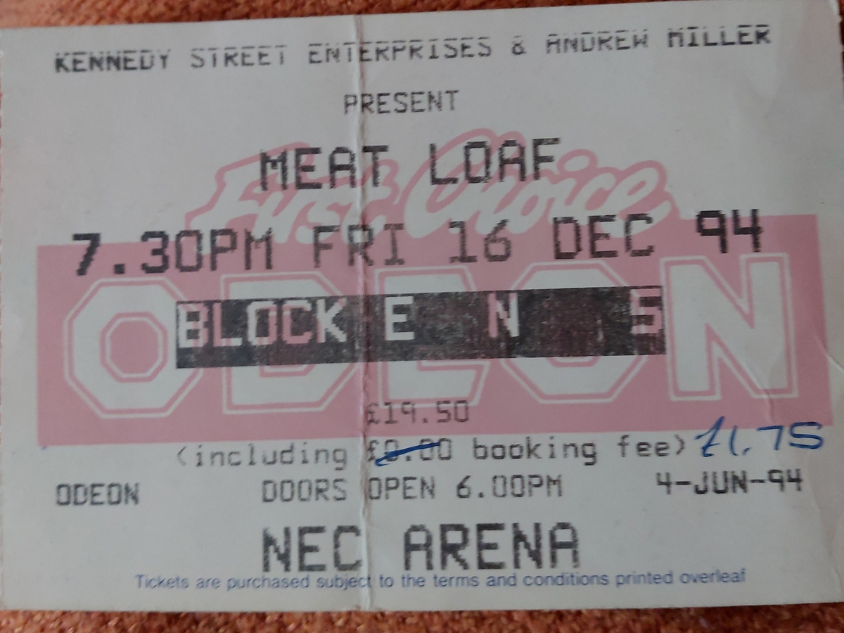 Dec 16, 1994 Meat Loaf at NEC Birmingham, England, United Kingdom