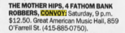 tags: The Mother Hips, 4 Fathom Bank Robbers , Convoy, Advertisement, The Great American Music Hall - The Mother Hips / Convoy / 4 Fathom Bank Robbers  on Dec 20, 1997 [025-small]