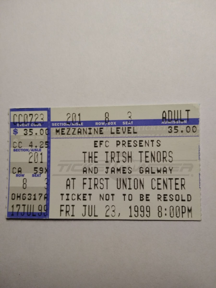 The Irish Tenors and James Galway Concert & Tour History Concert Archives