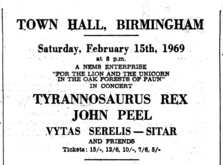 Amusements listing from Birmingham Evening Mail - January 31, 1969, T-Rex / John Peel (DJing) / Vytas Serelis on Feb 15, 1969 [832-small]