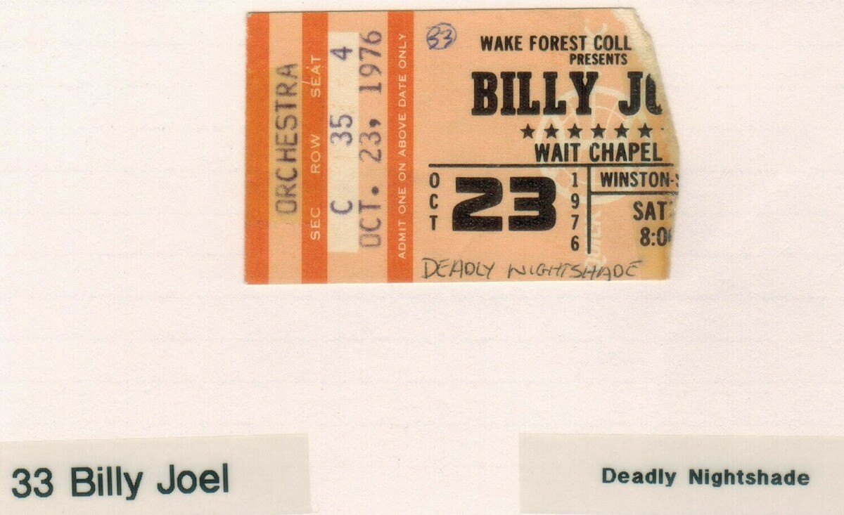 Oct 23 1976: Billy Joel / The Deadly Nightshade at Wait Chapel Wake