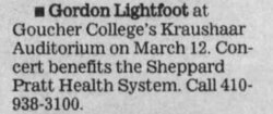 The Baltimore Sun, Baltimore, Maryland · Thursday, January 06, 2000, Gordon Lightfoot on Mar 12, 2000 [074-small]